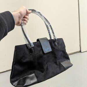 Estee Lauder black suede tote